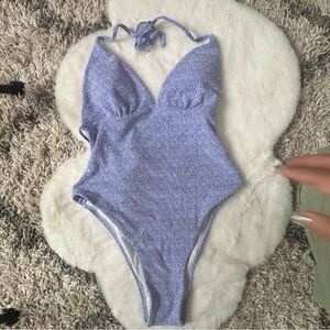 Berlook Stylish Blue Swirl Women's One Piece Swimsuit L B07